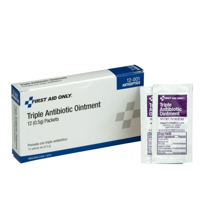 12-001 First Aid Only Triple Antibiotic Ointment, 12 Per Box - Sold per Box