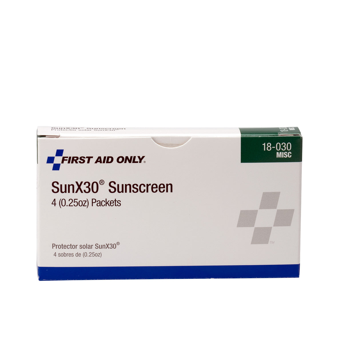 18030001 First Aid Only SunX30 Sunscreen Lotion Packets, 4 Per Box