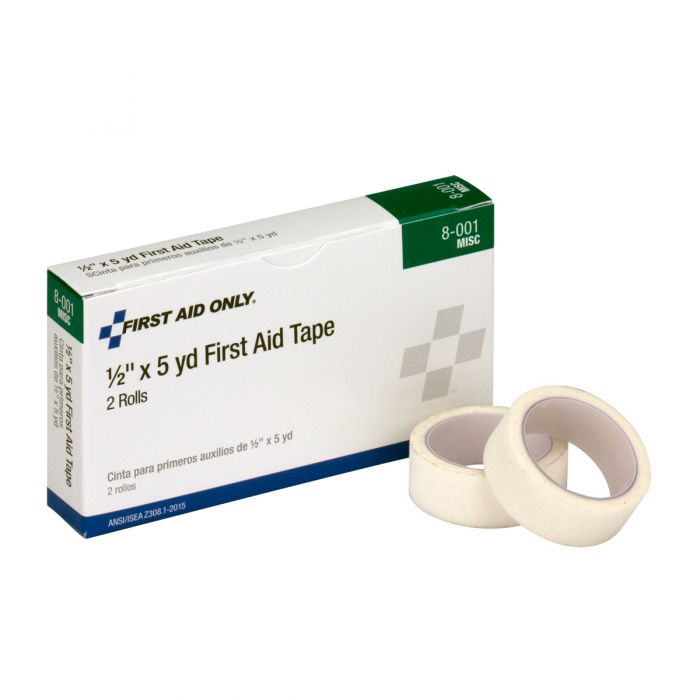 8-001 First Aid Only 1/2" x 5yd Medical Adhesive Tape, 2 Per Box - Sold per Box