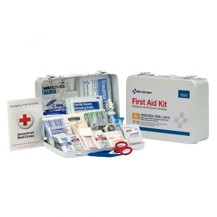 90561 First Aid Only 25 Person Bulk Metal First Aid Kit, ANSI Compliant - Sold per Each