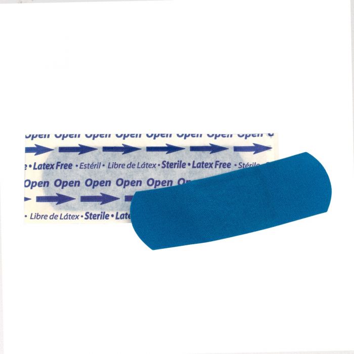 1-656 First Aid Only Blue Metal Detectable 1"X3" Fabric Bandages, 1500 Per Box - Sold per Box
