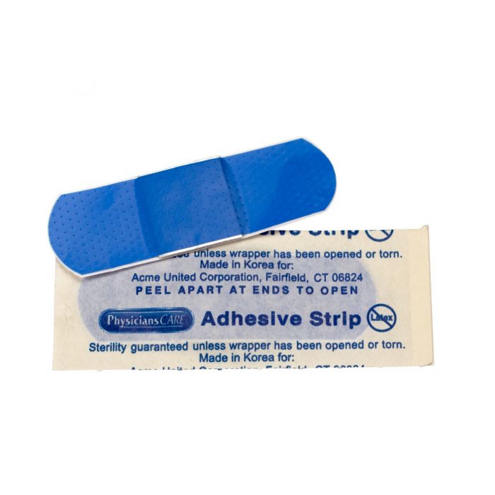 1-657 First Aid Only Blue Metal Detectable 1"X3" Plastic Bandages, 1500 Per Box - Sold per Box