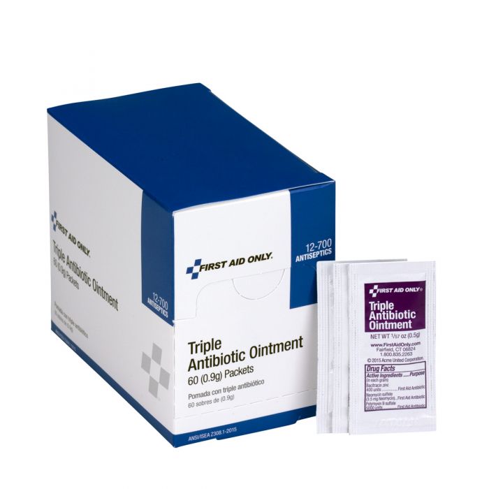 12-700 First Aid Only Triple Antibiotic Ointment, 60 Per Box - Sold per Box