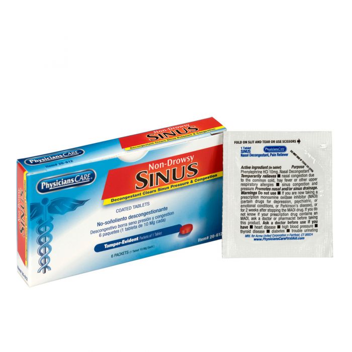 20-612 First Aid Only PhysiciansCare Sinus, 6x1 per Box - Sold per Box