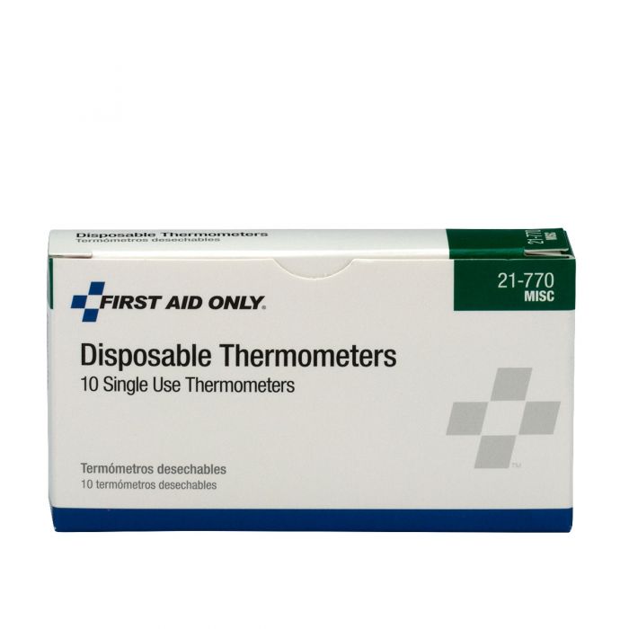 21-770-002 First Aid Only Disposable Thermometers, 10 Per Box - Sold per Each