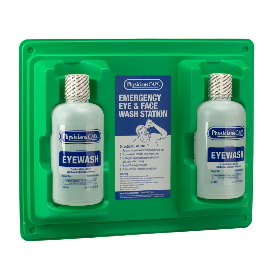 24-300-001 First Aid Only Eyewash Station, Double 32 oz. Screw Cap Bottle - Sold per Each