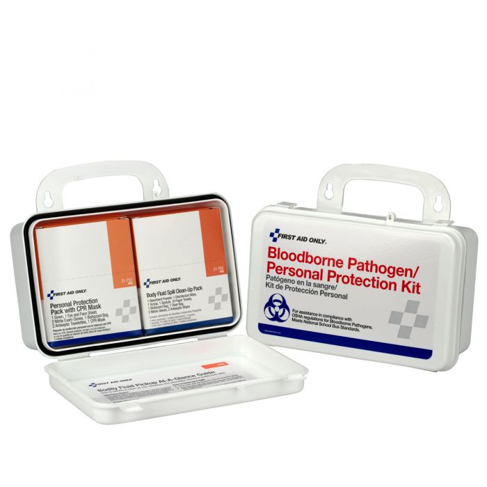 3065 First Aid Only Bloodborne Pathogen (BBP) Unitized Spill Clean Up Kit With CPR, Plastic Case - Sold per Each