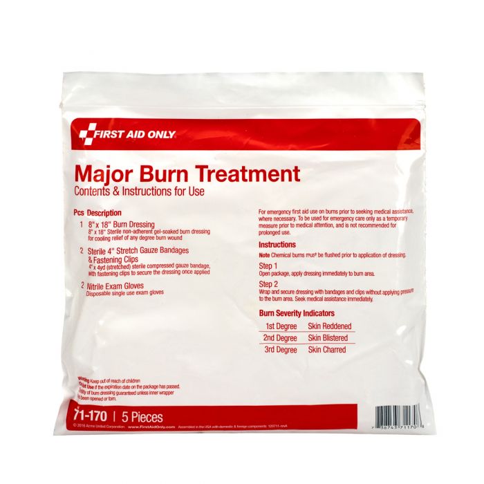 71-170 First Aid Only 5 Piece First Aid Triage WaterJel Severe Burn Treatment Pack , First Aid Triage Pack - Severe Burn Treatment - Sold per Each