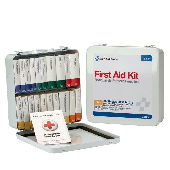 90600C First Aid Only 50 Person Unitized Metal First Aid Kit, ANSI Compliant - Sold per Each