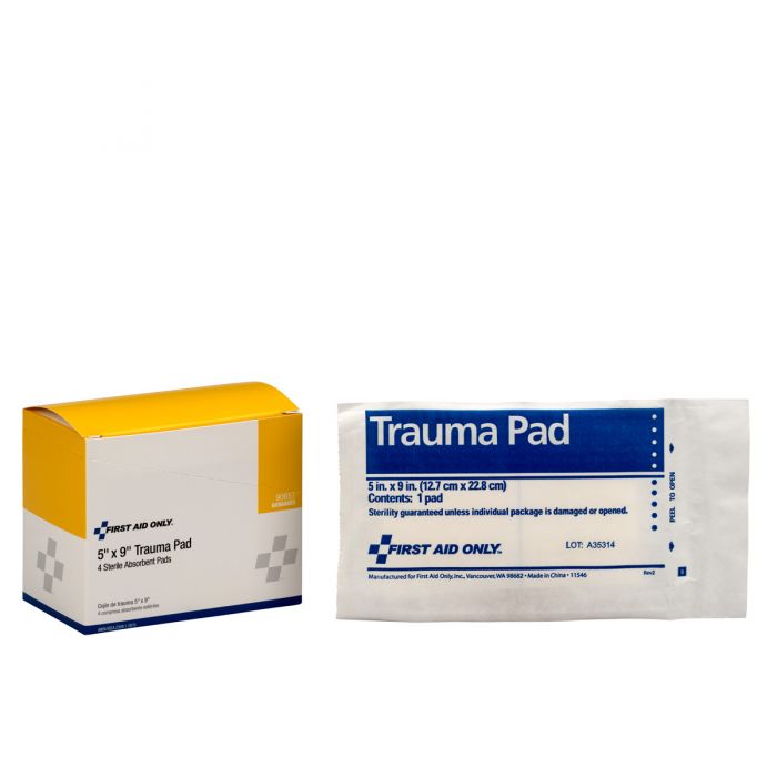90657 First Aid Only 5"X9" Trauma Pad, 4 Per Box - Sold per Box