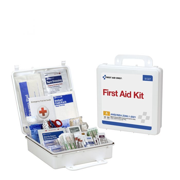 91327C First Aid Only 50 Person ANSI A Plastic First Aid Kit, ANSI 2021 Compliant - Sold per Each