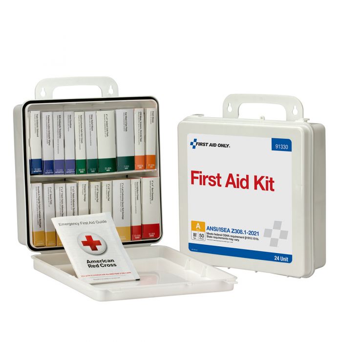 91330C First Aid Only 50 Person ANSI A 24 Unit Plastic First Aid Kit, ANSI 2021 Compliant - Sold per Each