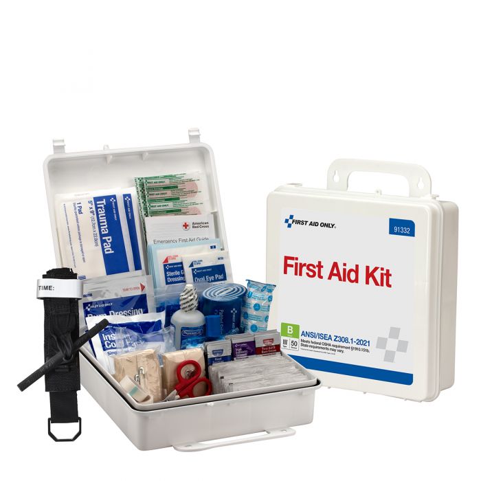 91332C First Aid Only 50 Person ANSI B Plastic First Aid Kit, ANSI 2021 Compliant - Sold per Each