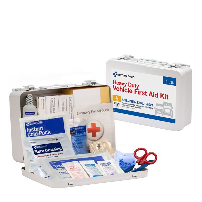 91336 First Aid Only 25 Person ANSI A Heavy Duty Vehicle Metal First Aid Kit, ANSI 2021 Compliant - Sold per Each