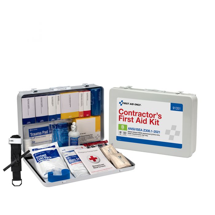 91351 First Aid Only 50 Person ANSI B Contractor Metal First Aid Kit, ANSI 2021 Compliant - Sold per Each