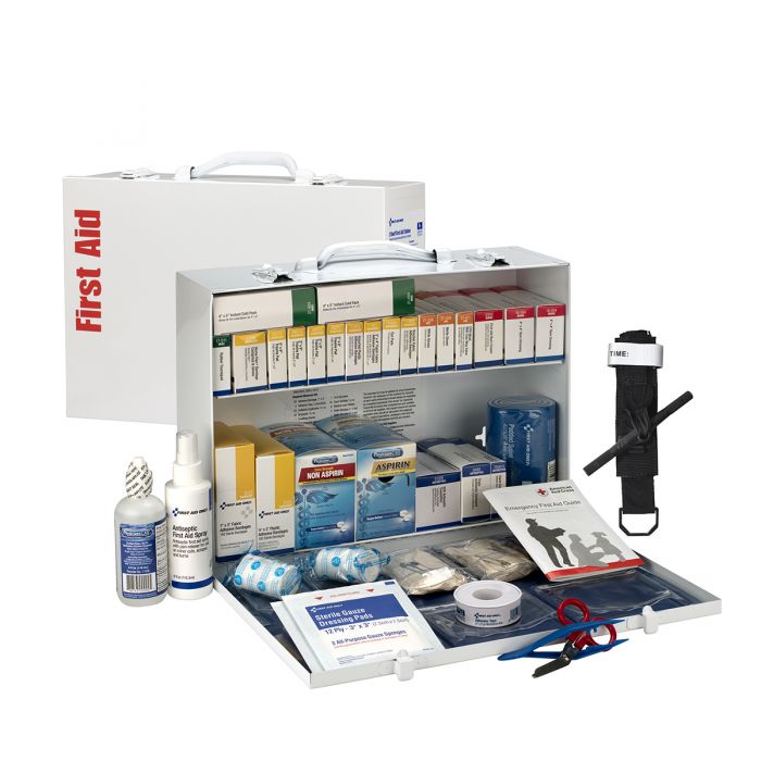 91338C First Aid Only 75 Person ANSI B 2 Shelf First Aid Cabinet, ANSI 2021 Compliant - Sold per Each