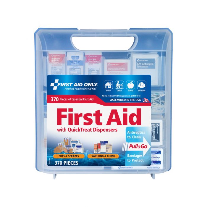 91407 First Aid Only QuickTreat Dispenser Plastic First Aid Kit, 370 Pieces - Sold per Each