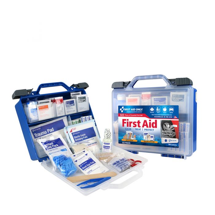 91414 First Aid Only Clear Cover Intermediate First Aid Kit, 322 Pieces With Safety Lite - Sold per Each