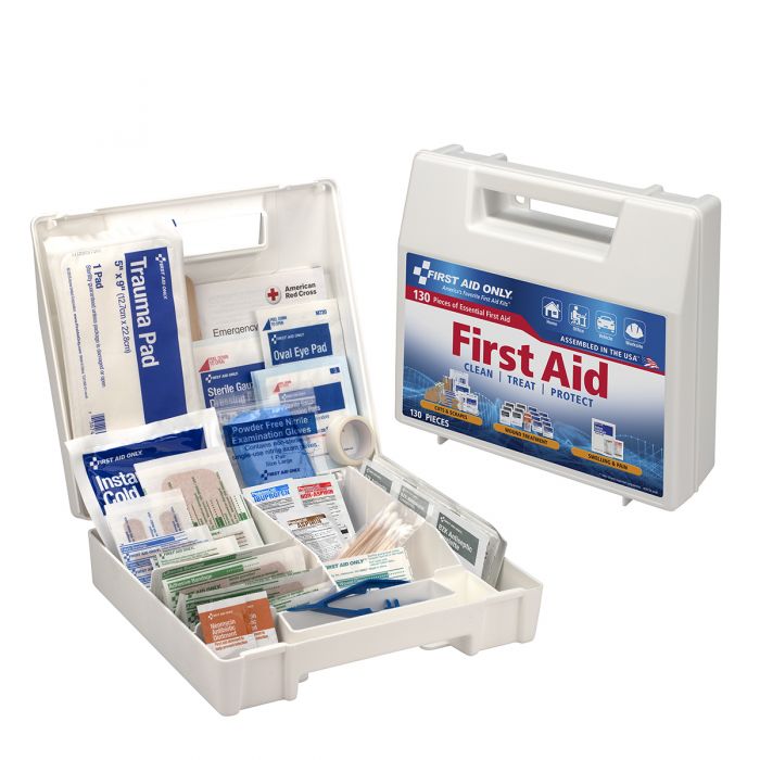 FAO-132 First Aid Only First Aid Kit, 130 Piece, Plastic Case - Sold per Each