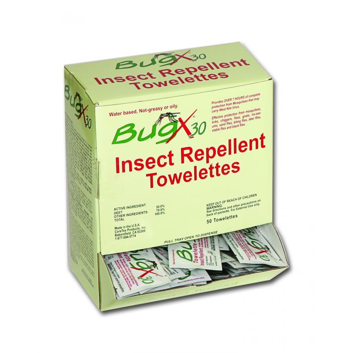 18-750 First Aid Only BugX30 Insect Repellent Wipes DEET, 50 Per Box - Sold per Each
