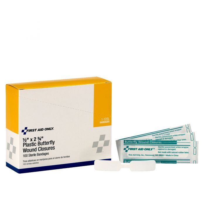 1-120L First Aid Only Butterfly Wound Closures, Large, 100 Per Box - Sold per Box
