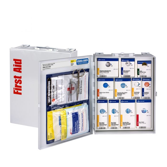 1350-FAE-0103 First Aid Only 25 Person Medium Metal SmartCompliance Food Service First Aid Cabinet Without Medications - Sold per Each