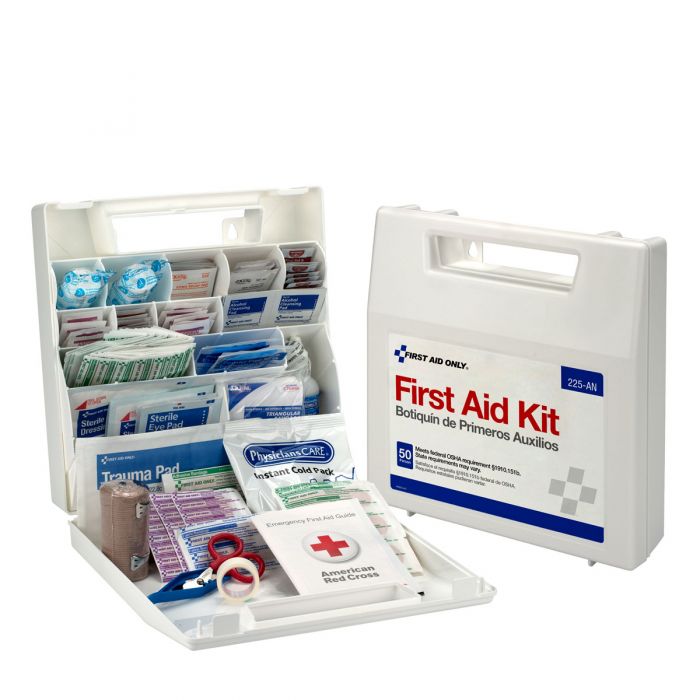 225-AN First Aid Only 50 Person First Aid Kit, Plastic Case With Dividers - Sold per Each