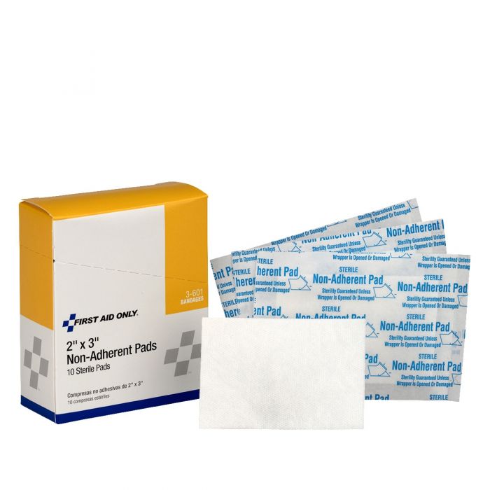 3-601 First Aid Only 2"x3" Non-Adherent Pads, 10 Per Box - Sold per Box