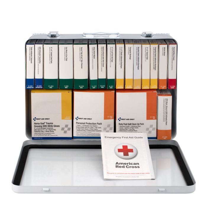 5499 First Aid Only 36 Unit First Aid Kit with BBP and CPR, Metal Case - Sold per Each