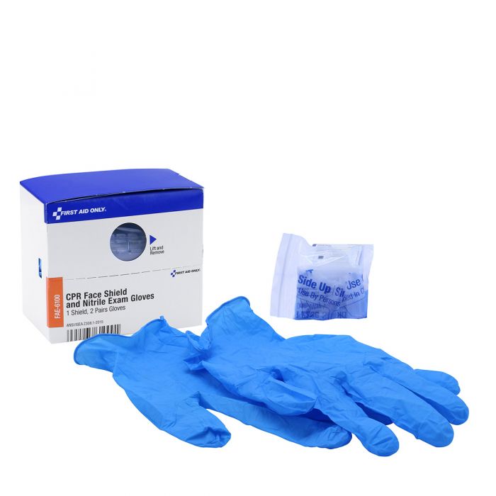 FAE-6015 First Aid Only SmartCompliance Refill CPR Face Shield & Nitrile Gloves, 1 Shield & 1 Pair Of Gloves Per Box - Sold per Box