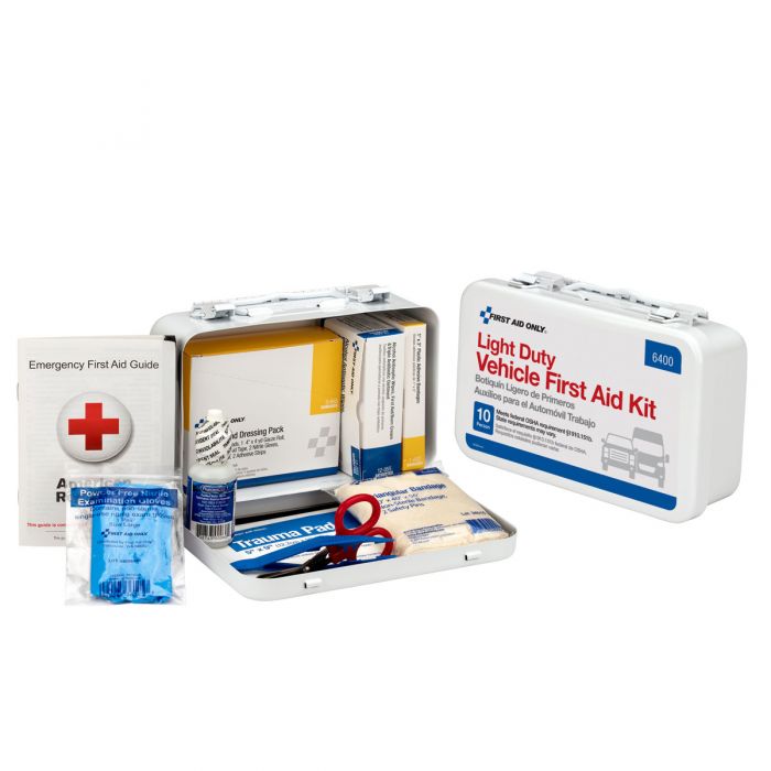 6400 First Aid Only 10 Person Vehicle First Aid Kit, Weatherproof Steel Case - Sold per Each