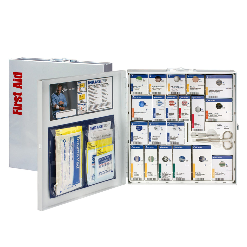 746004-021 First Aid Only 50 Person Large Metal SmartCompliance First Aid Cabinet without medications - Sold per Each