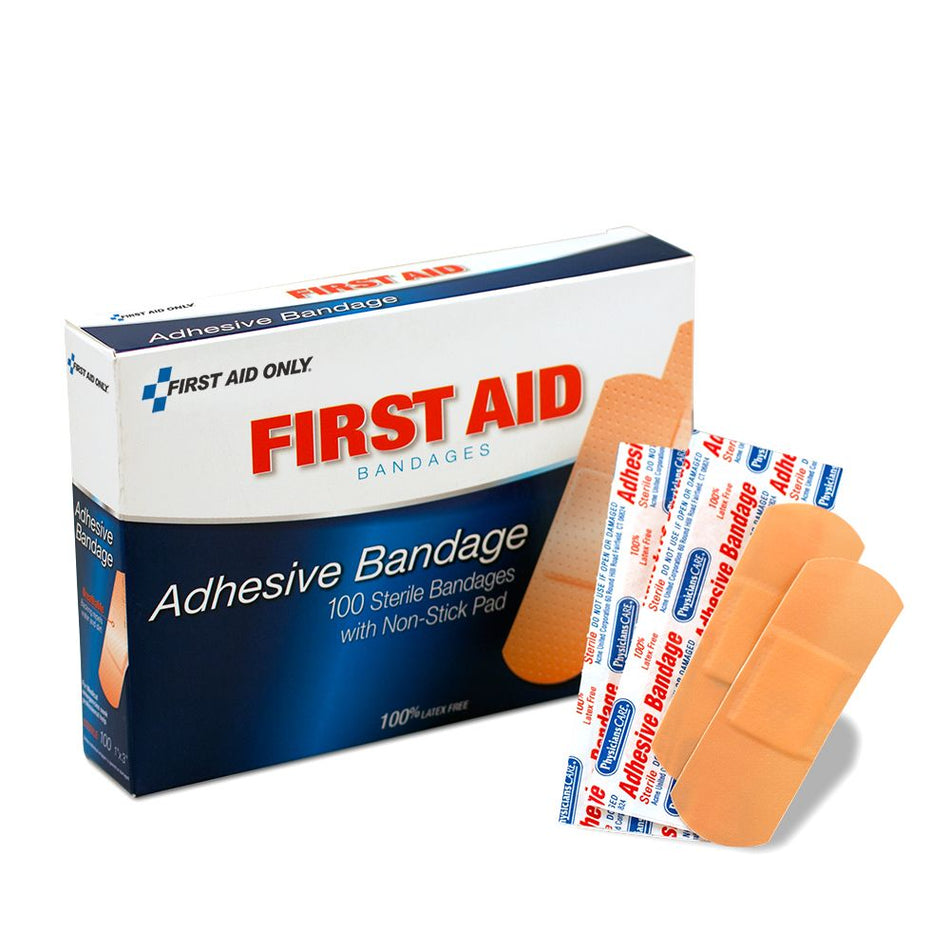 90097-020 First Aid Only 1"x3" Plastic Bandages, 100 per Box - Sold per Box