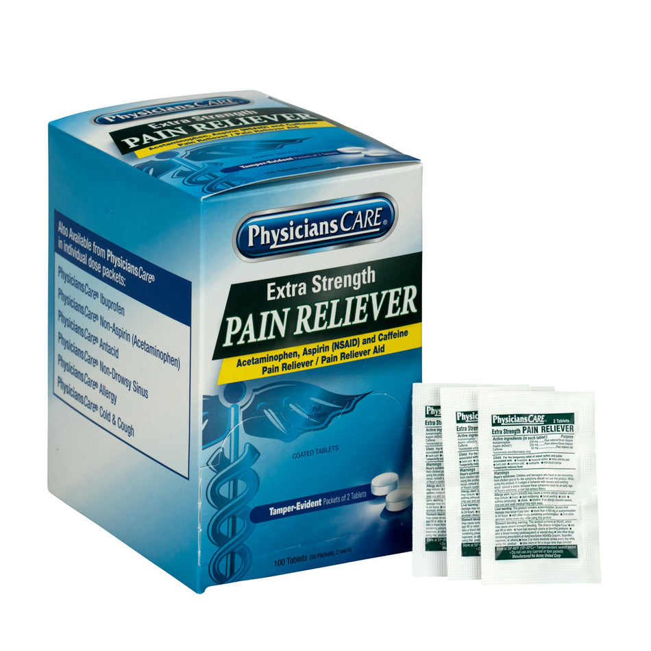 90316-002 First Aid Only Extra Strength Pain Reliever, 50 Packets of Two Pills Per Box - Sold per Box