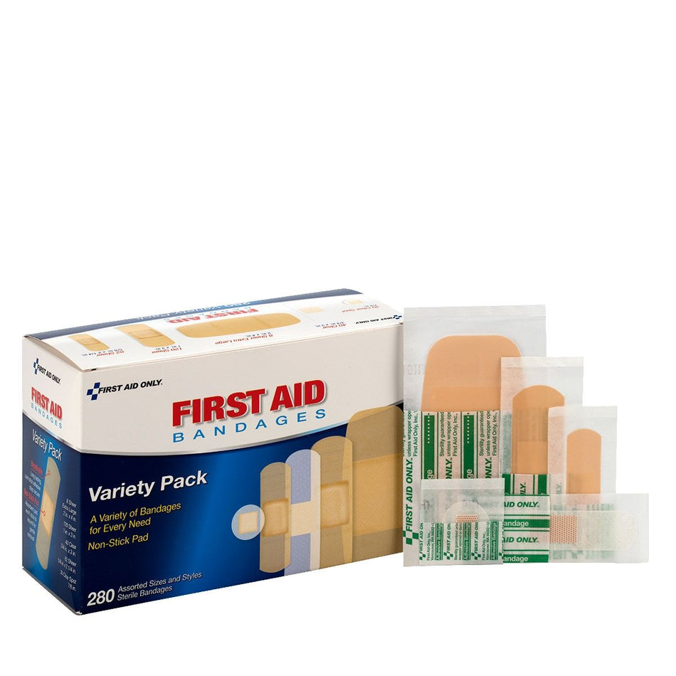 90347-020 First Aid Only Sheer & Clear Bandage Variety Pack, Assorted Sizes, 280 Count - Sold per Box
