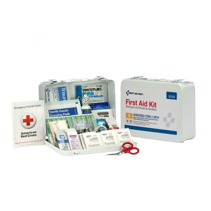 90560 First Aid Only 25 Person Bulk Metal First Aid Kit, ANSI Compliant - Sold per Each