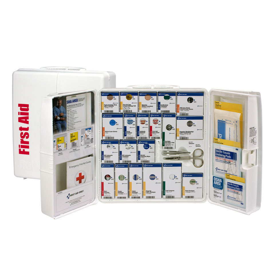 90580-021 First Aid Only 50 Person Large Plastic SmartCompliance First Aid Cabinet Without Medications - Sold per Each