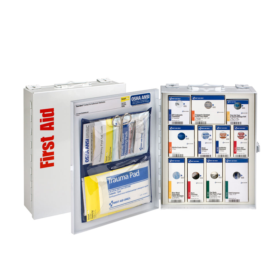 90658-021 First Aid Only 25 Person Medium Metal SmartCompliance First Aid Food Service Cabinet without Medications - Sold per Each