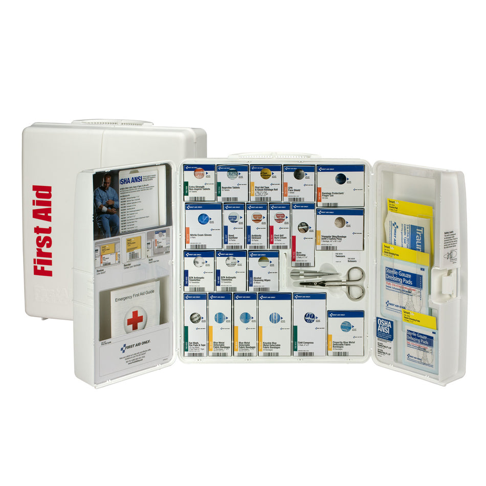 90659-021 First Aid Only 50 Person Large Plastic SmartCompliance First Aid Food Service Cabinet with Medications - Sold per Each