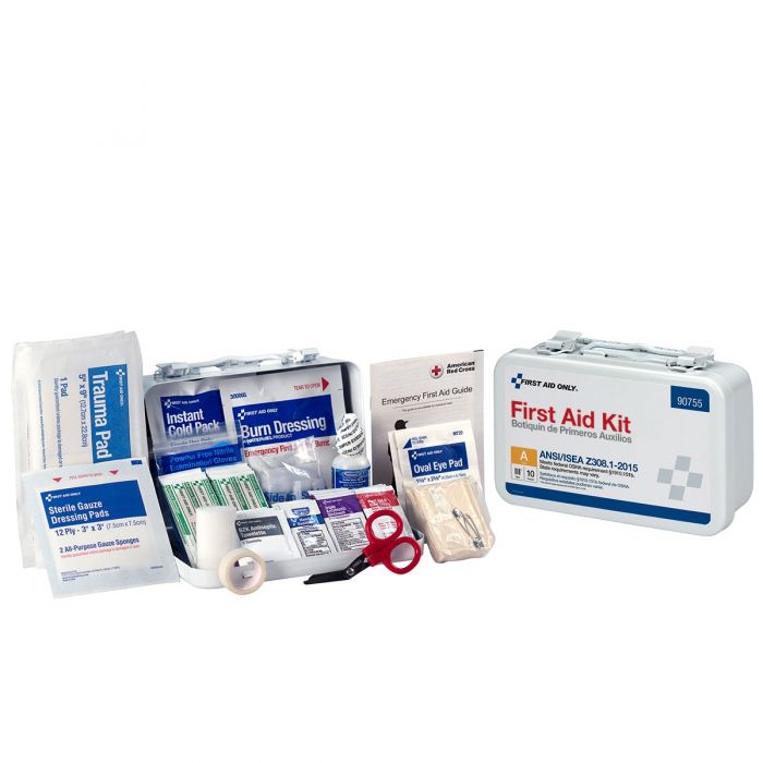 90755 First Aid Only 10 Person Bulk Metal First Aid Kit, ANSI Compliant - Sold per Each