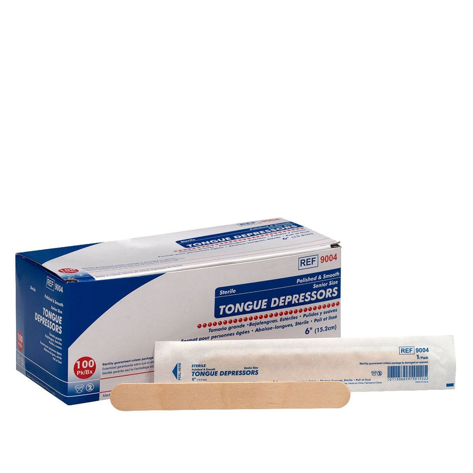 90797-001 First Aid Only Sterile Tongue Depressors, 6", 100 Per Box - Sold per Each