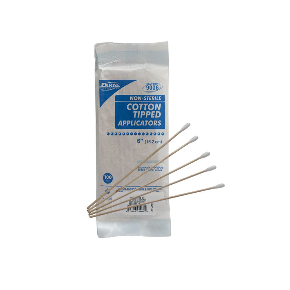 90933-001 First Aid Only Cotton Tipped Applicators, 6"" Wood Shaft, 100 Per Bag - Sold per Each