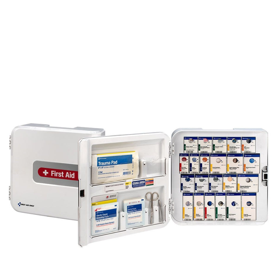 91092-021 First Aid Only SmartCompliance Complete First Aid Plastic Cabinet With Meds, ANSI 2021 Compliant - Sold per Each