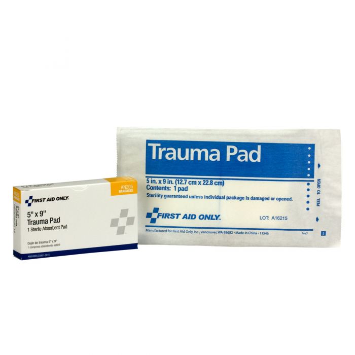 AN205 First Aid Only 5"x9" Trauma Pad, 1 Per Box - Sold per Box