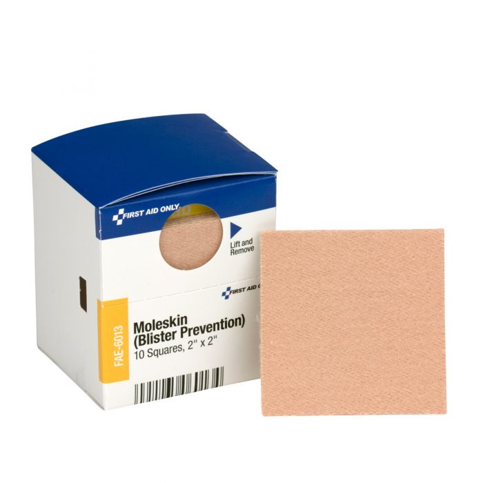 FAE-6013 First Aid Only SmartCompliance Refill 2" x 2" Moleskin Blister Prevention, 10 per Box - Sold per Box
