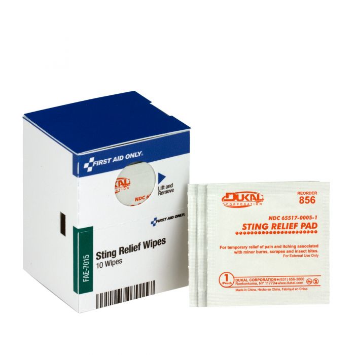FAE-7015 First Aid Only SmartCompliance Refill Sting Relief Wipes, 10 per Box - Sold per Box