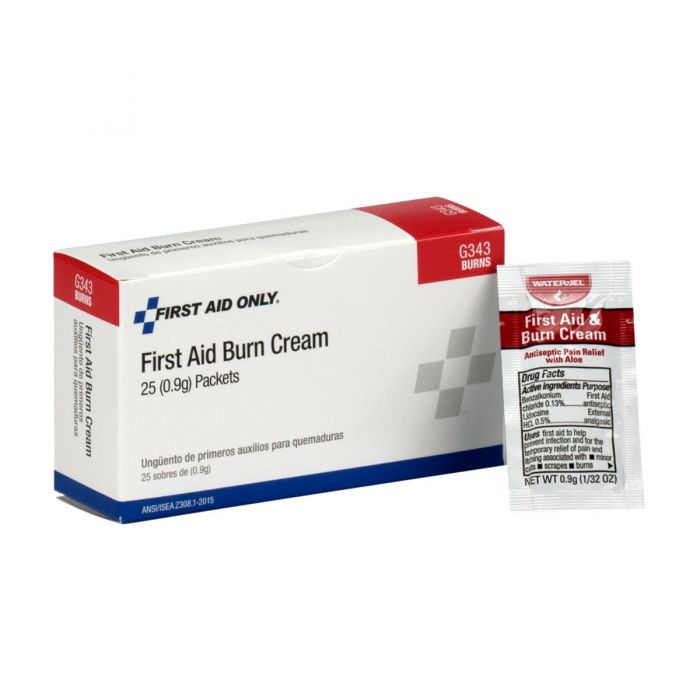 G343 First Aid Only First Aid Burn Cream, 25 Per Box - Sold per Box