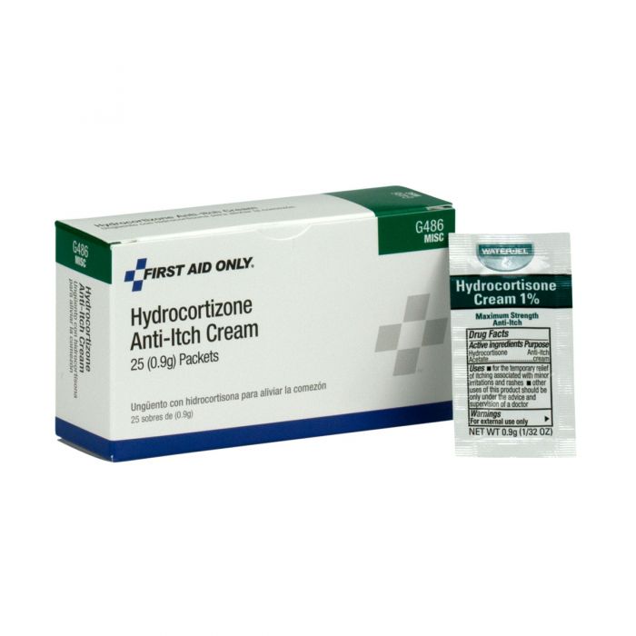 G486 First Aid Only Hydrocortisone Cream, 25 Per Box - Sold per Box