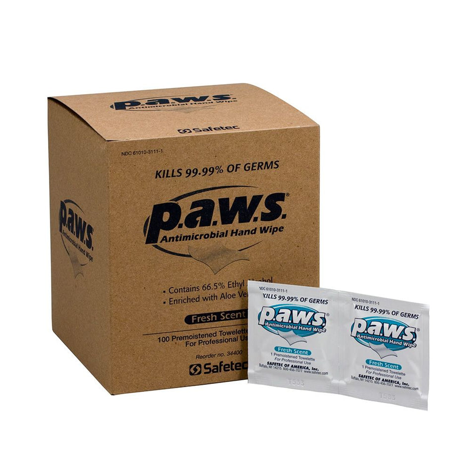 90896-001 First Aid Only PAWS Antimicrobial Wipes, 100 per Box - Sold per Box