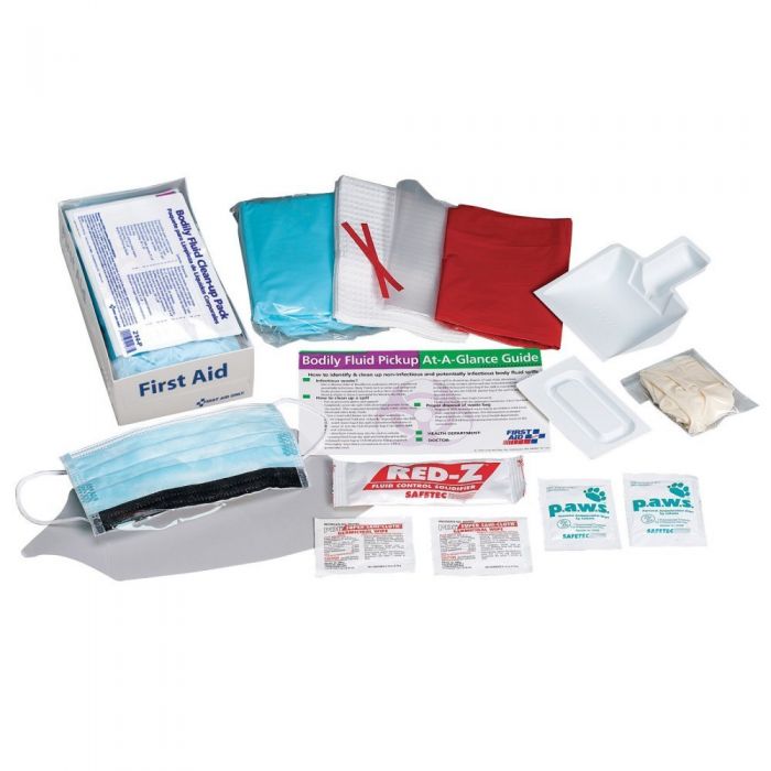 214-P First Aid Only BBP Spill Clean Up Kit, Bodily Fluid Clean Up Pack, 16 Pc - Disposable Tray - Sold per Each